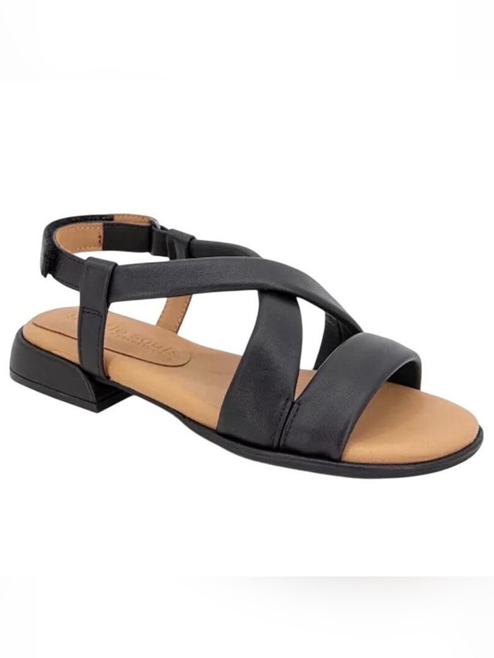 Gentle Souls Black Strappy Crisscross Leather Sandals